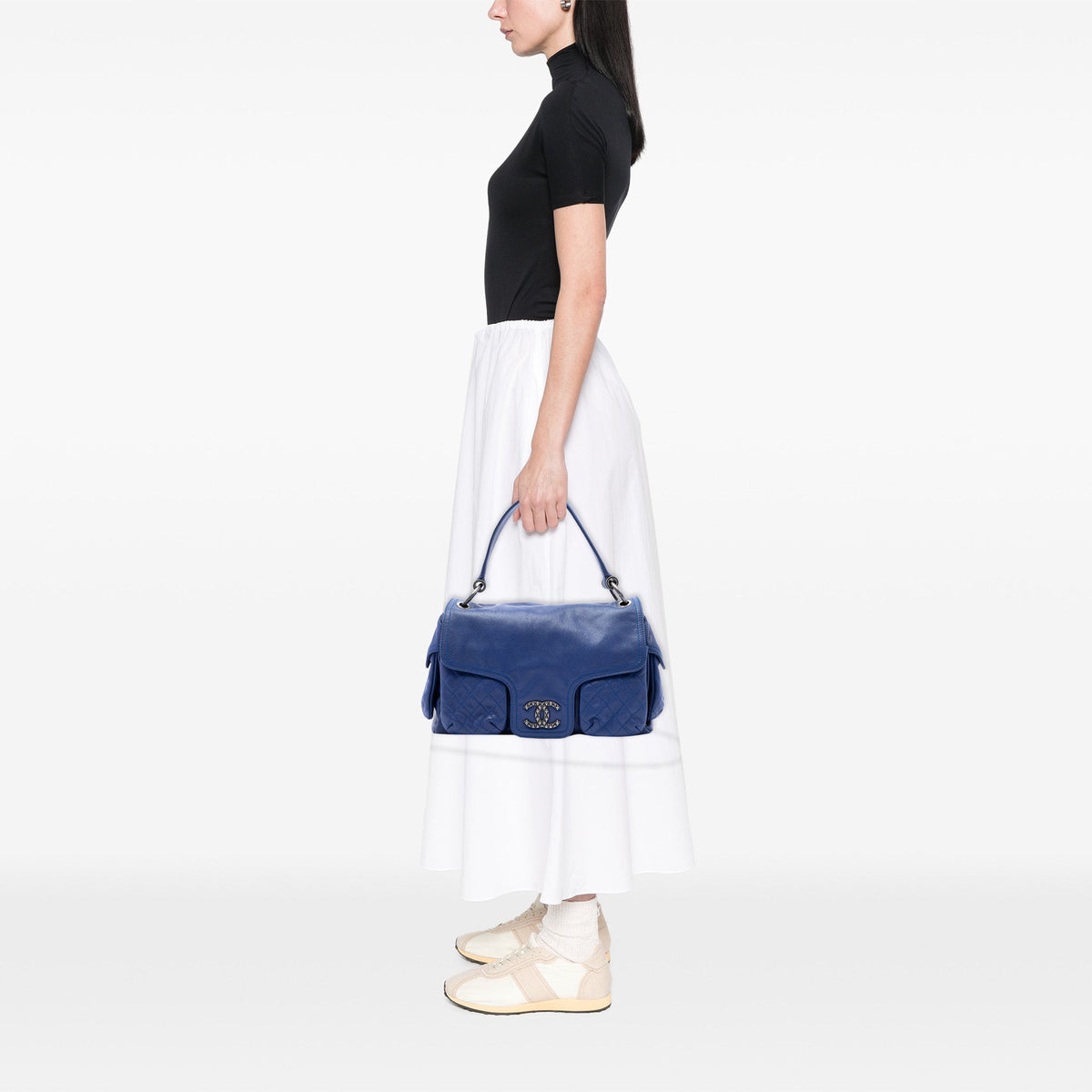Chanel Glazed Caviar Coco Rider Multi Pocket Rider Flap