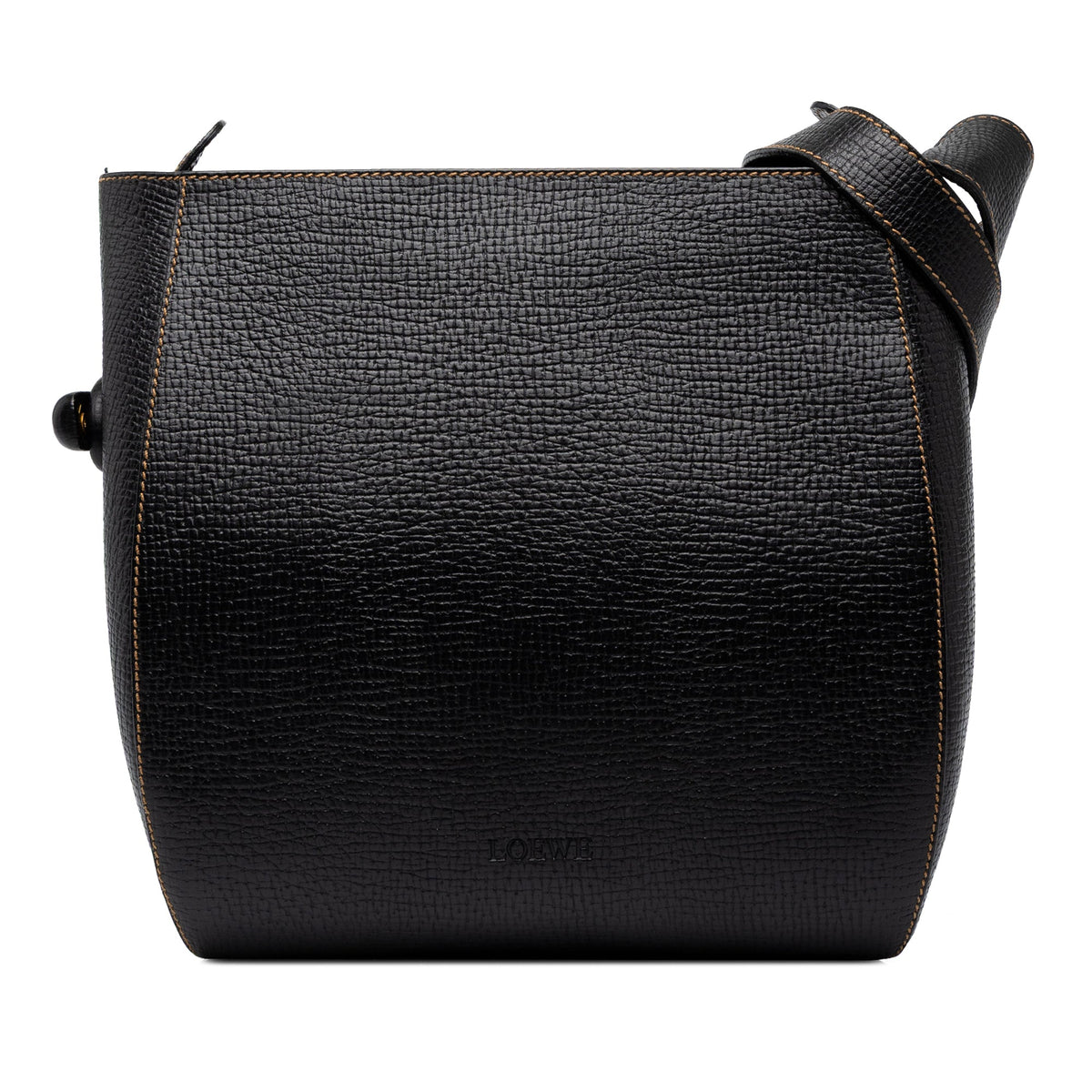 LOEWE Textured Leather Shoulder Bag — Black