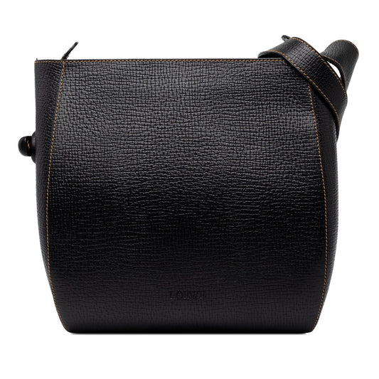 LOEWE Textured Leather Shoulder Bag — Black