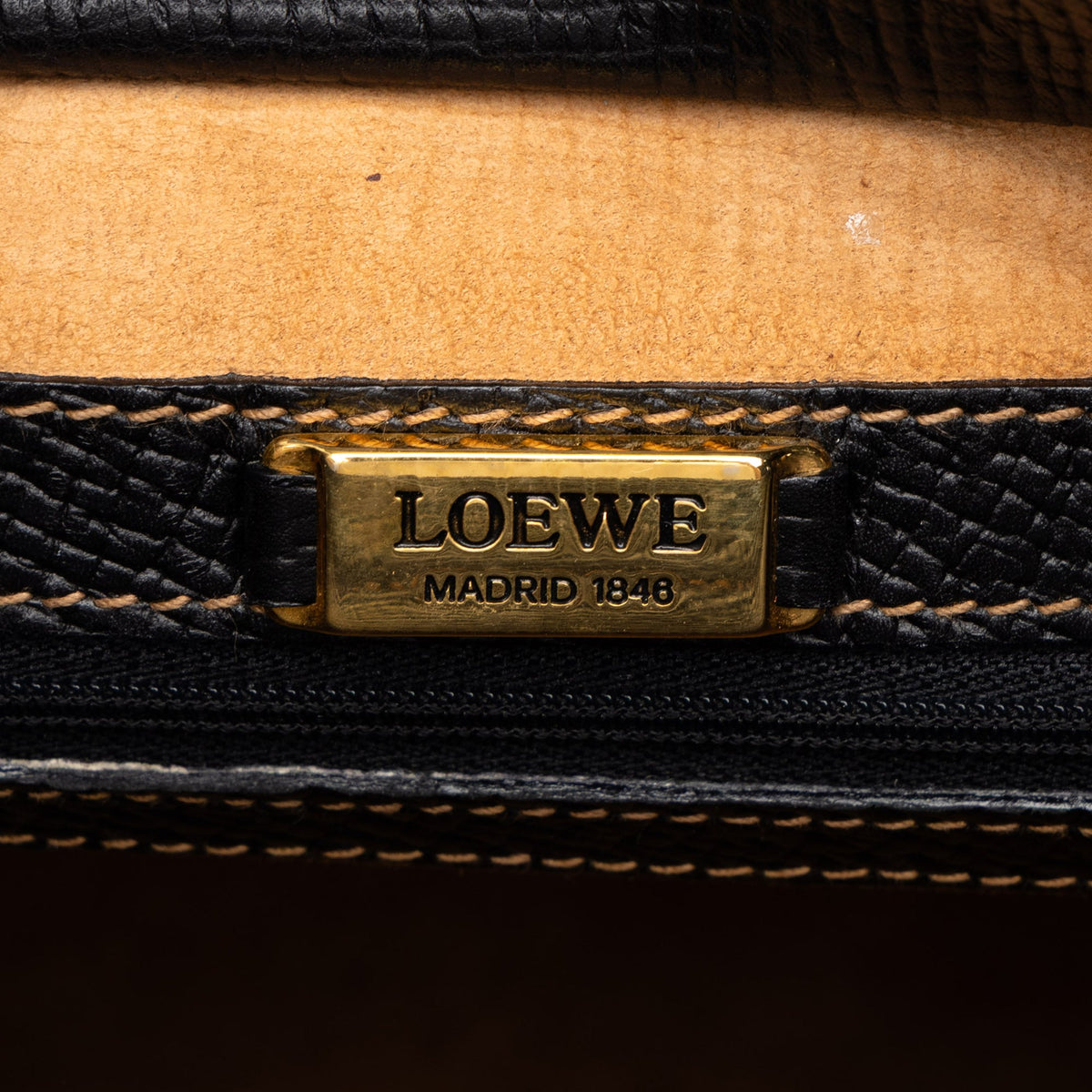 LOEWE Textured Leather Shoulder Bag — Black
