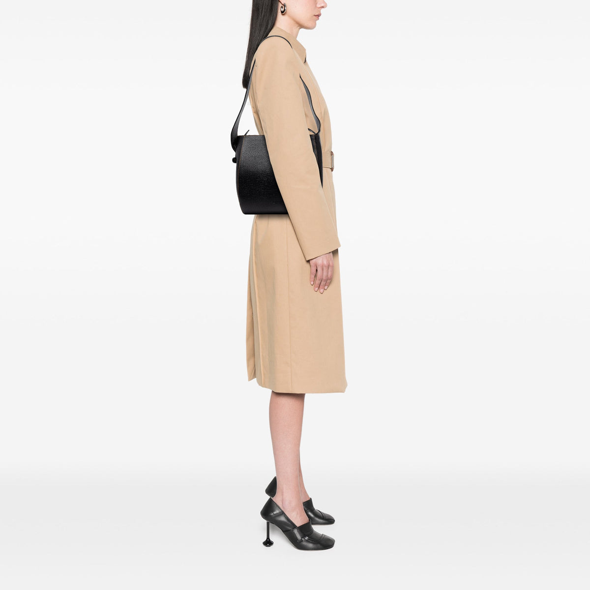 LOEWE Textured Leather Shoulder Bag — Black