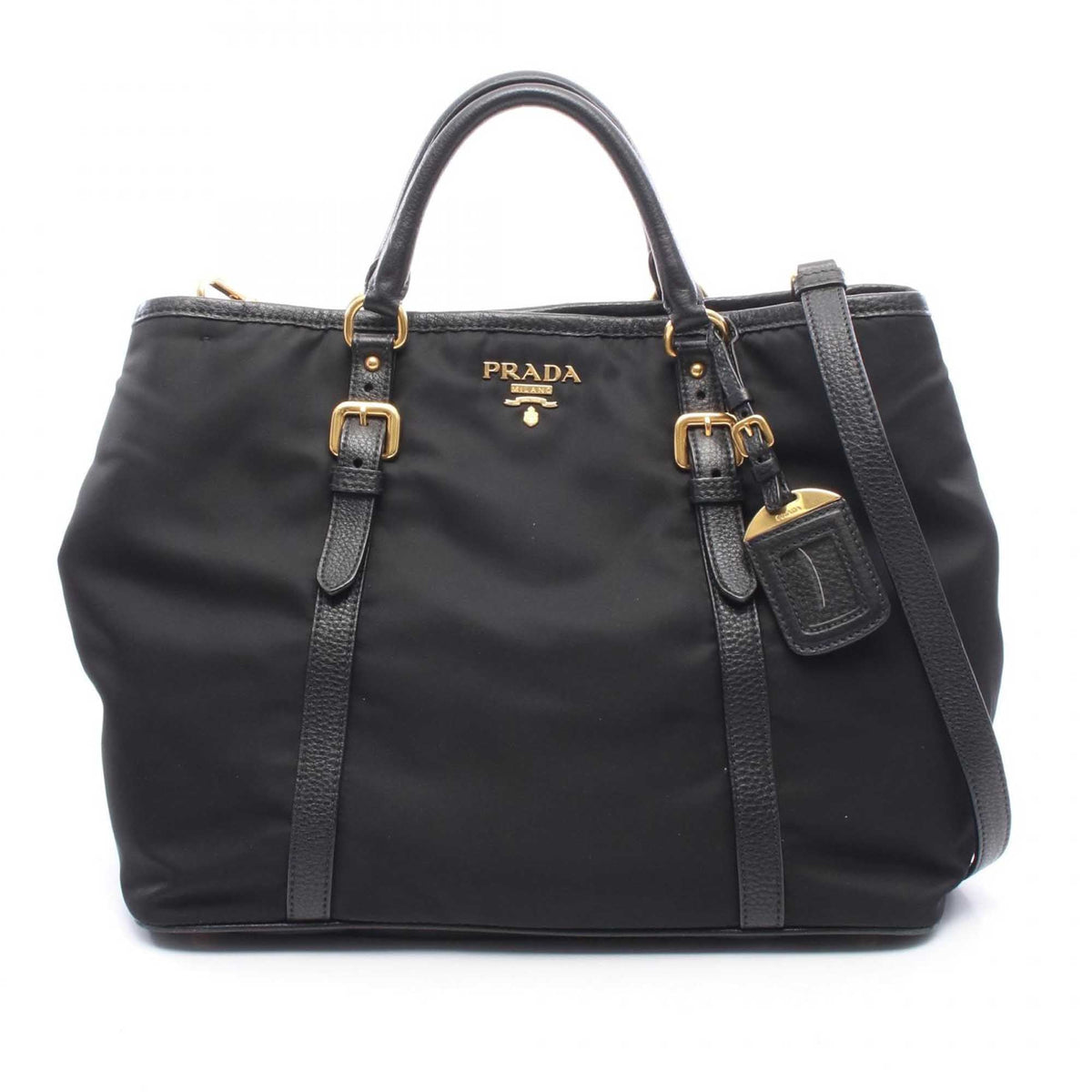 Prada Vitello Daino Trimmed Tessuto Satchel