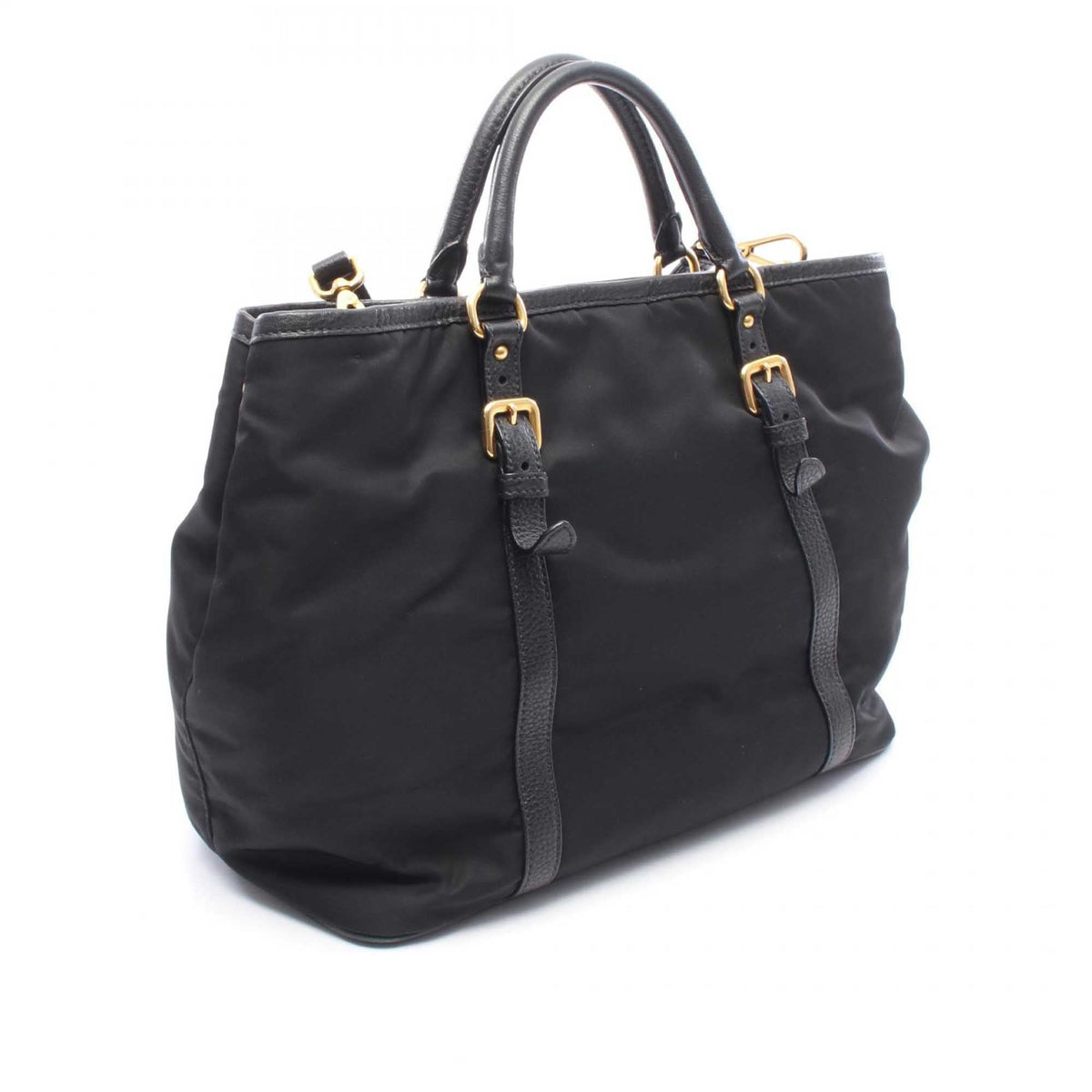 Prada Vitello Daino Trimmed Tessuto Satchel