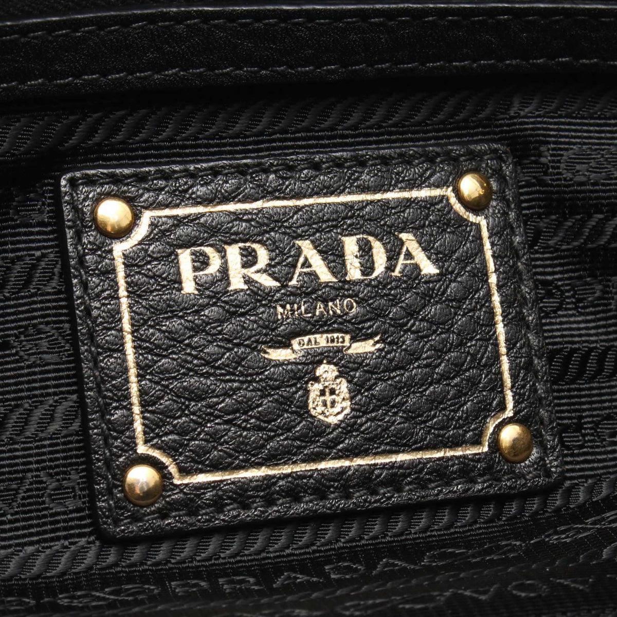 Prada Vitello Daino Trimmed Tessuto Satchel