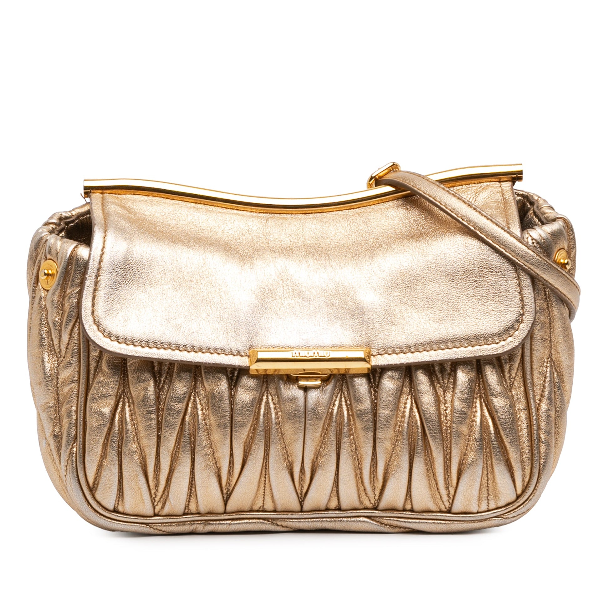 Miu Miu Metallic Matelasse Nappa Flap Crossbody