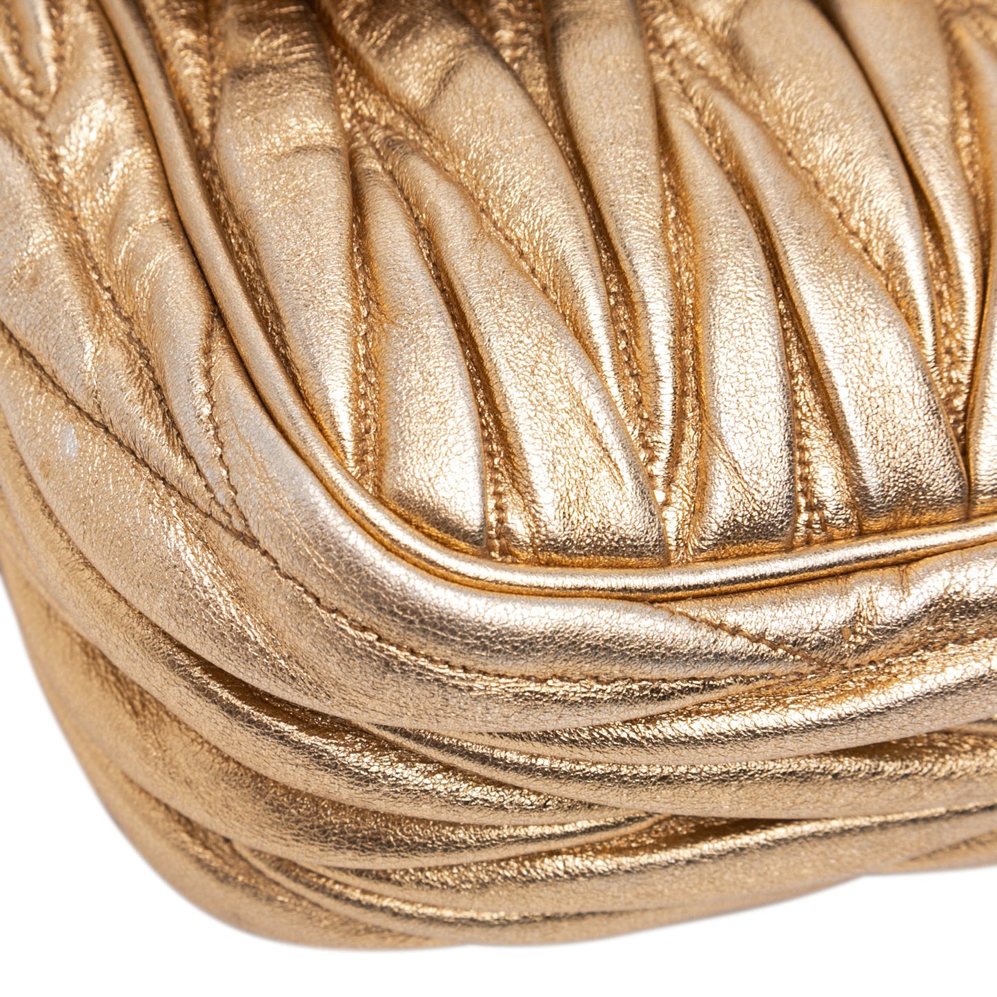 Miu Miu Metallic Matelasse Nappa Flap Crossbody