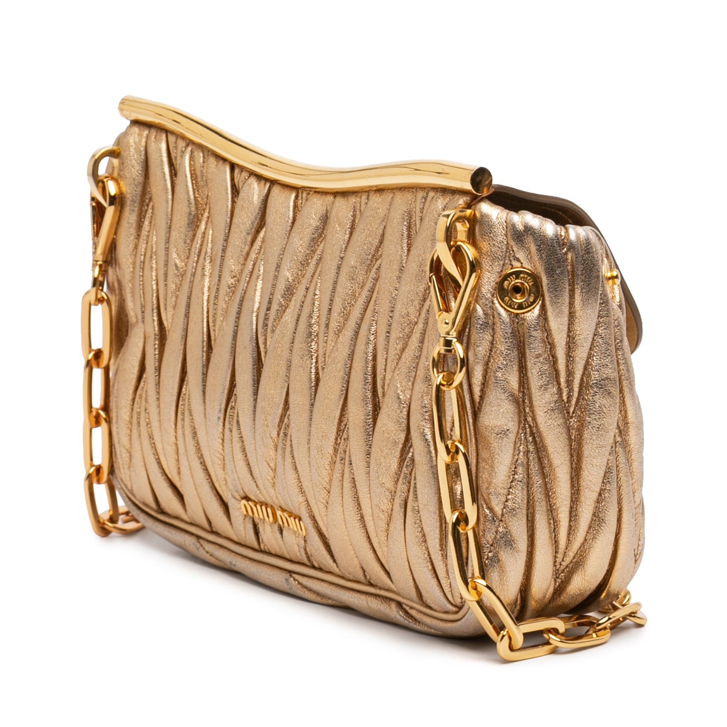 Miu Miu Metallic Matelasse Nappa Flap Crossbody