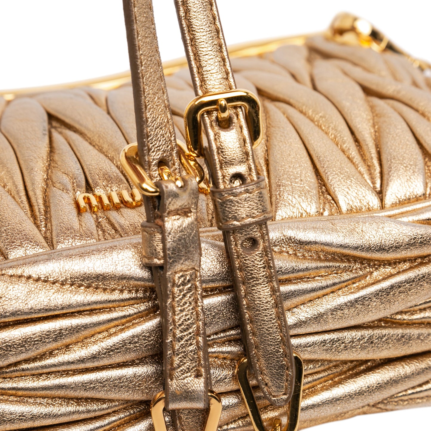 Miu Miu Metallic Matelasse Nappa Flap Crossbody