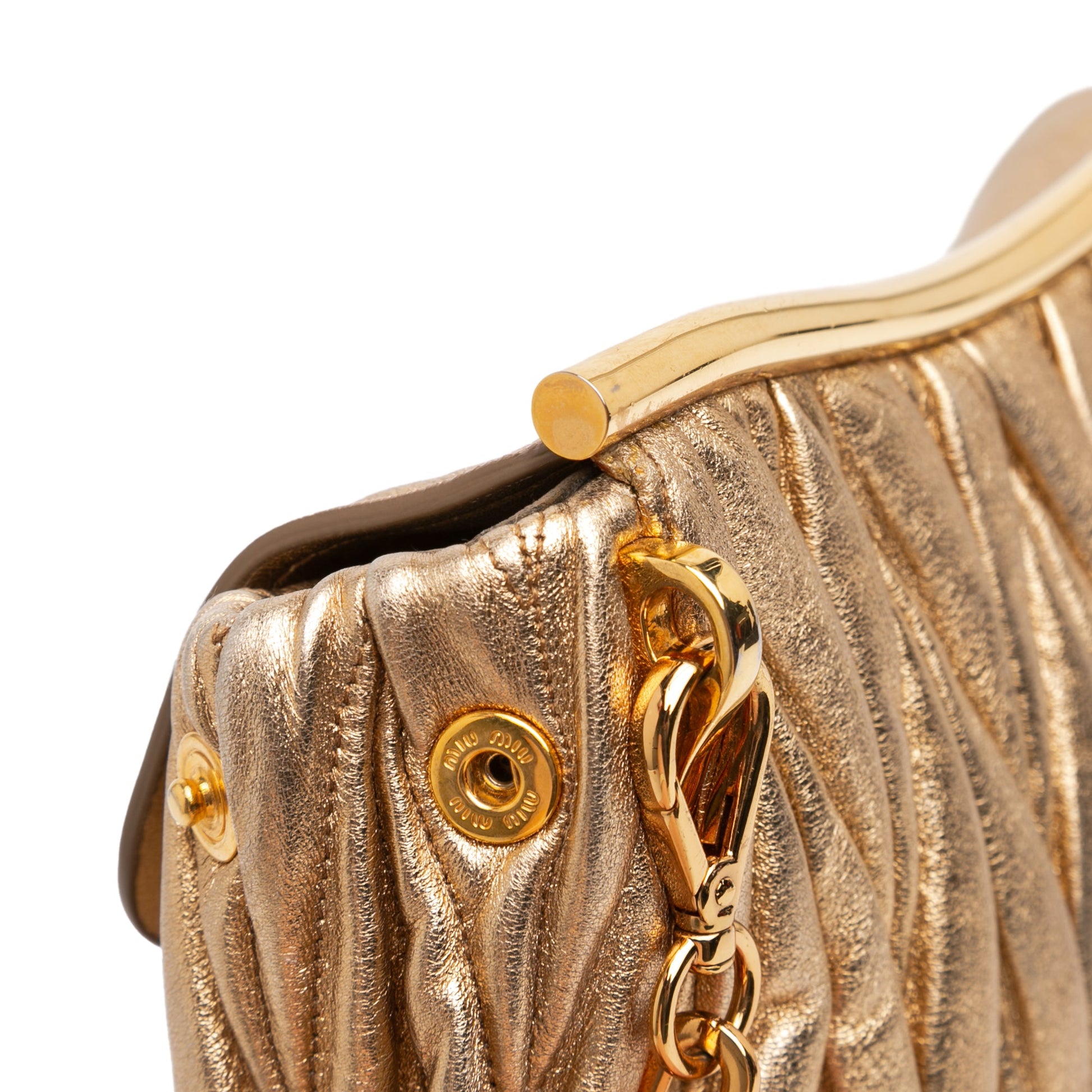 Miu Miu Metallic Matelasse Nappa Flap Crossbody
