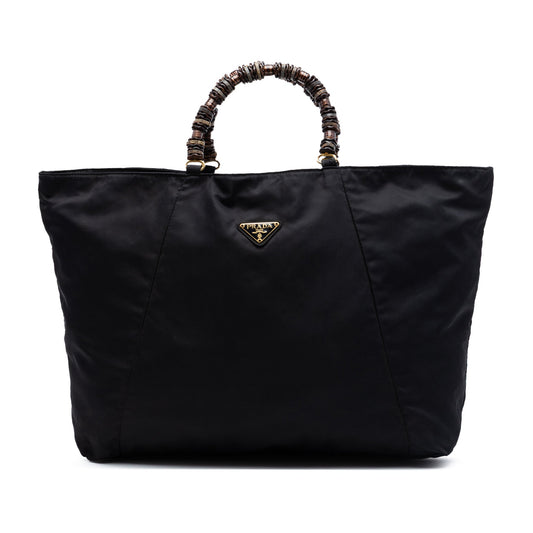 Prada Tessuto Beaded Handle Tote