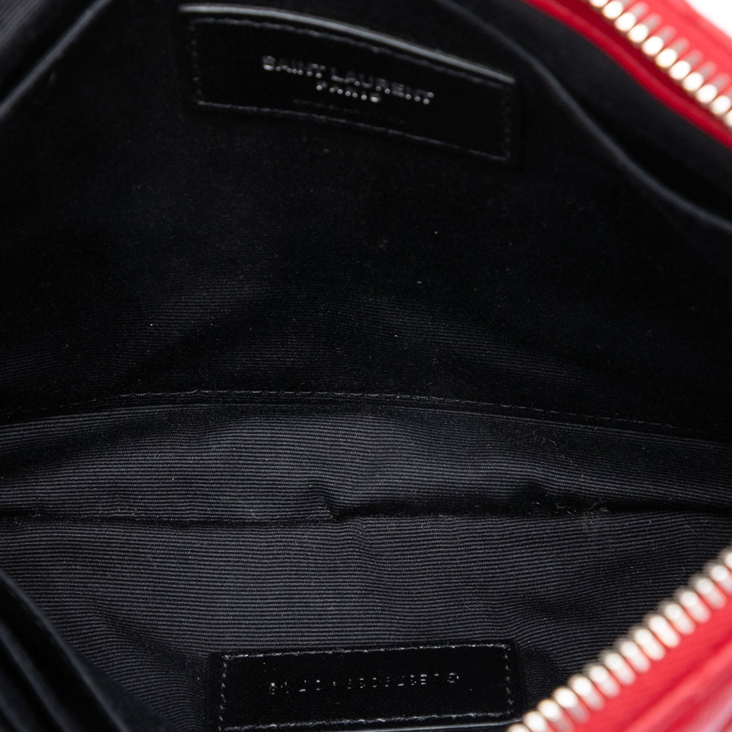 Saint Laurent Chevron Leather Monogram Zip A5 Wristlet Pouch