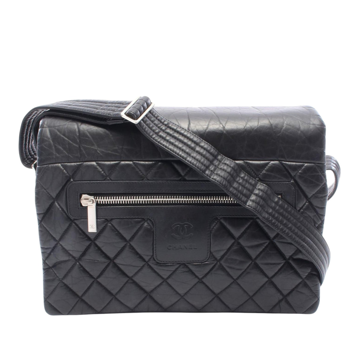 Chanel Large Quilted Aged Calfskin Coco Cocoon Messenger Bag — Black