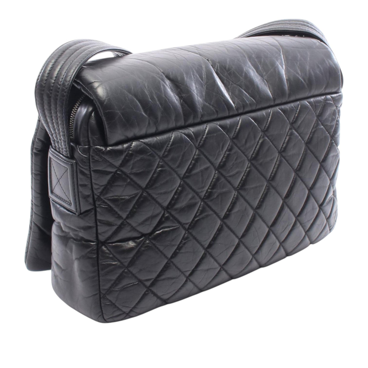 Chanel Large Quilted Aged Calfskin Coco Cocoon Messenger Bag — Black