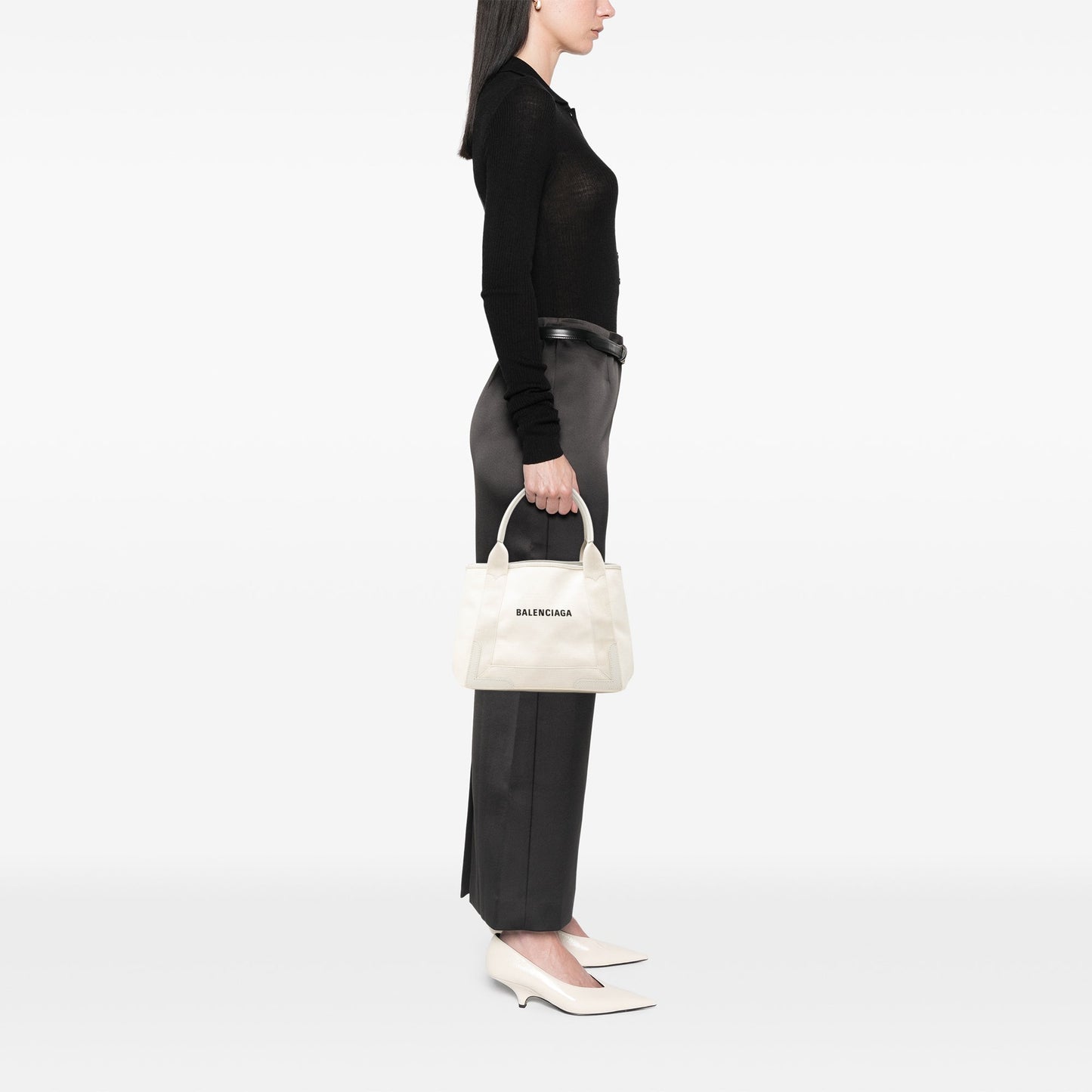 Balenciaga Canvas Navy Cabas Tote S