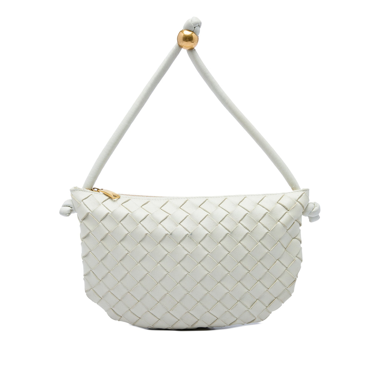 Bottega Veneta Small Lambskin Intrecciato Turn Pouch — White