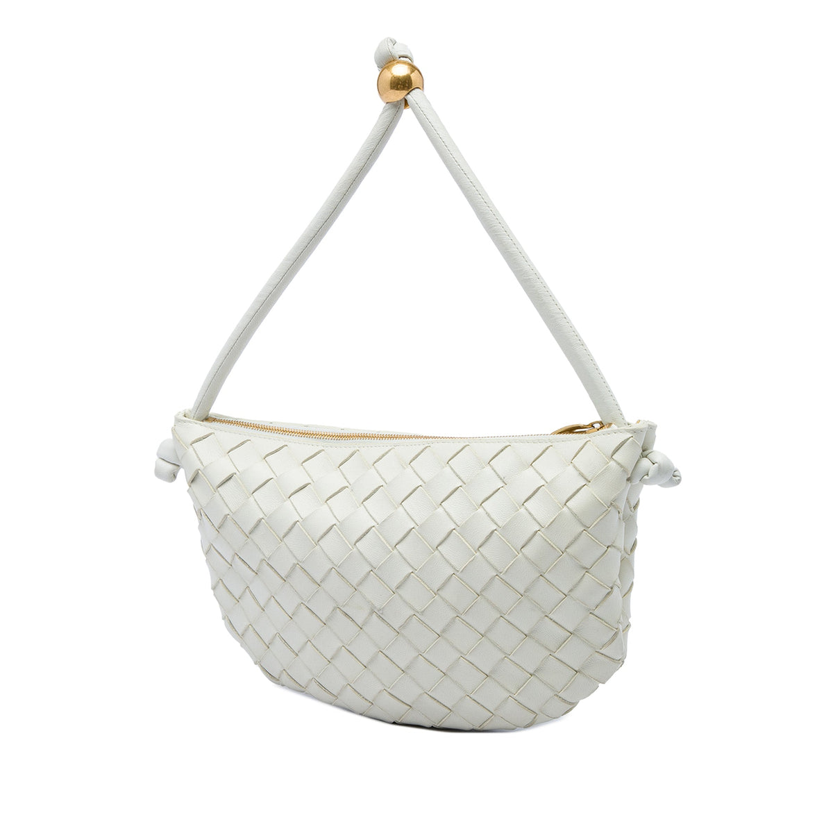 Bottega Veneta Small Lambskin Intrecciato Turn Pouch — White
