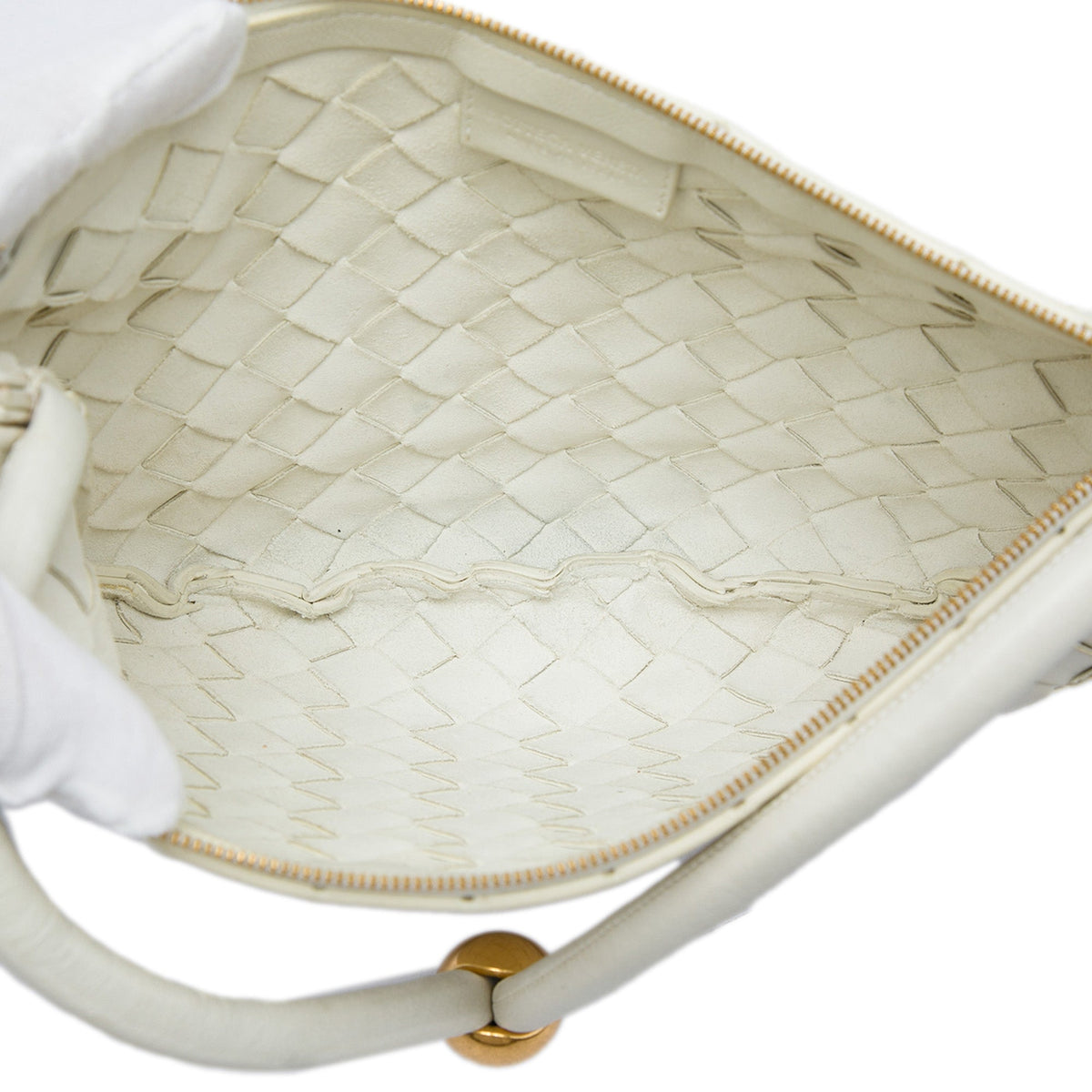Bottega Veneta Small Lambskin Intrecciato Turn Pouch — White