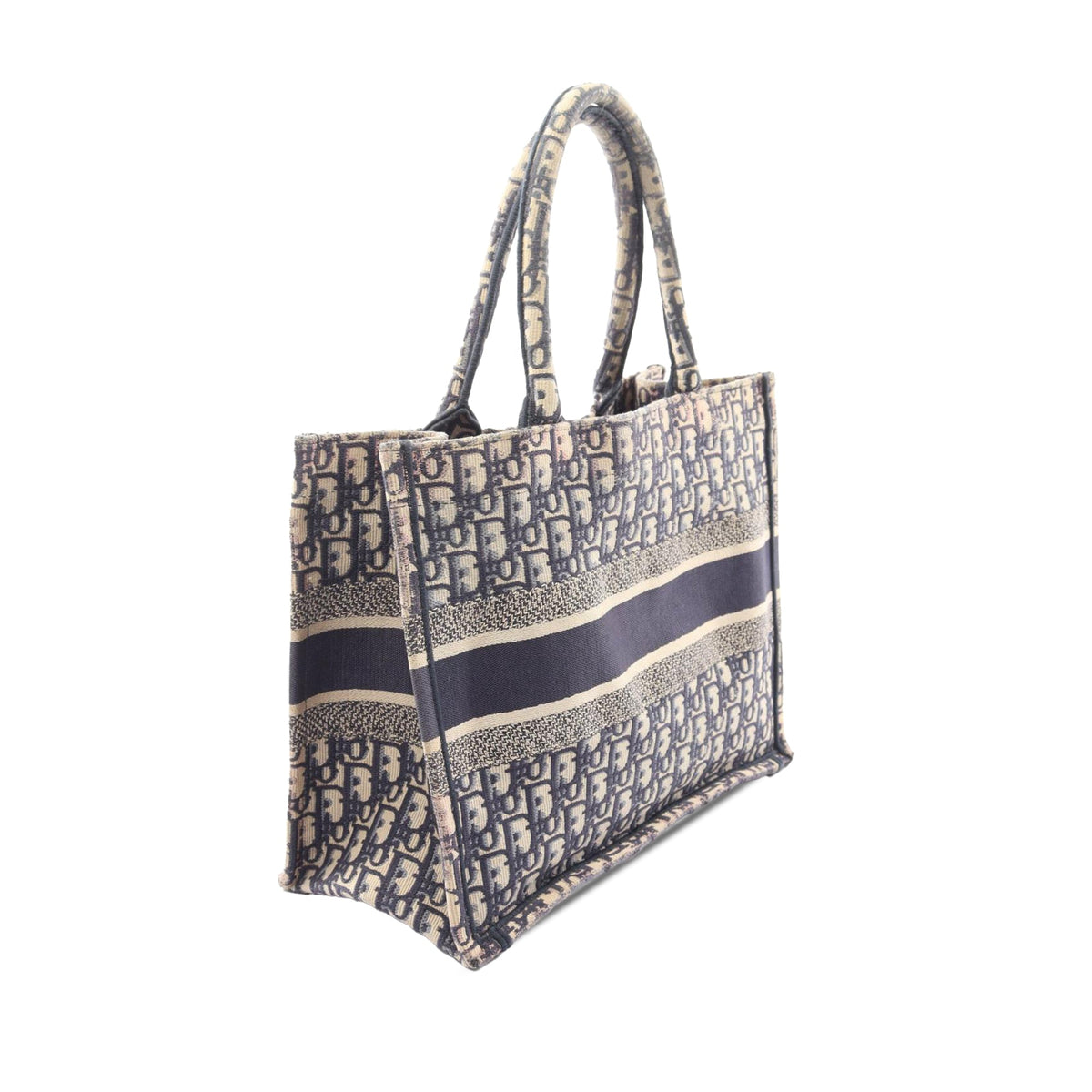 Dior Medium Oblique Embroidered Canvas Book Tote — Blue