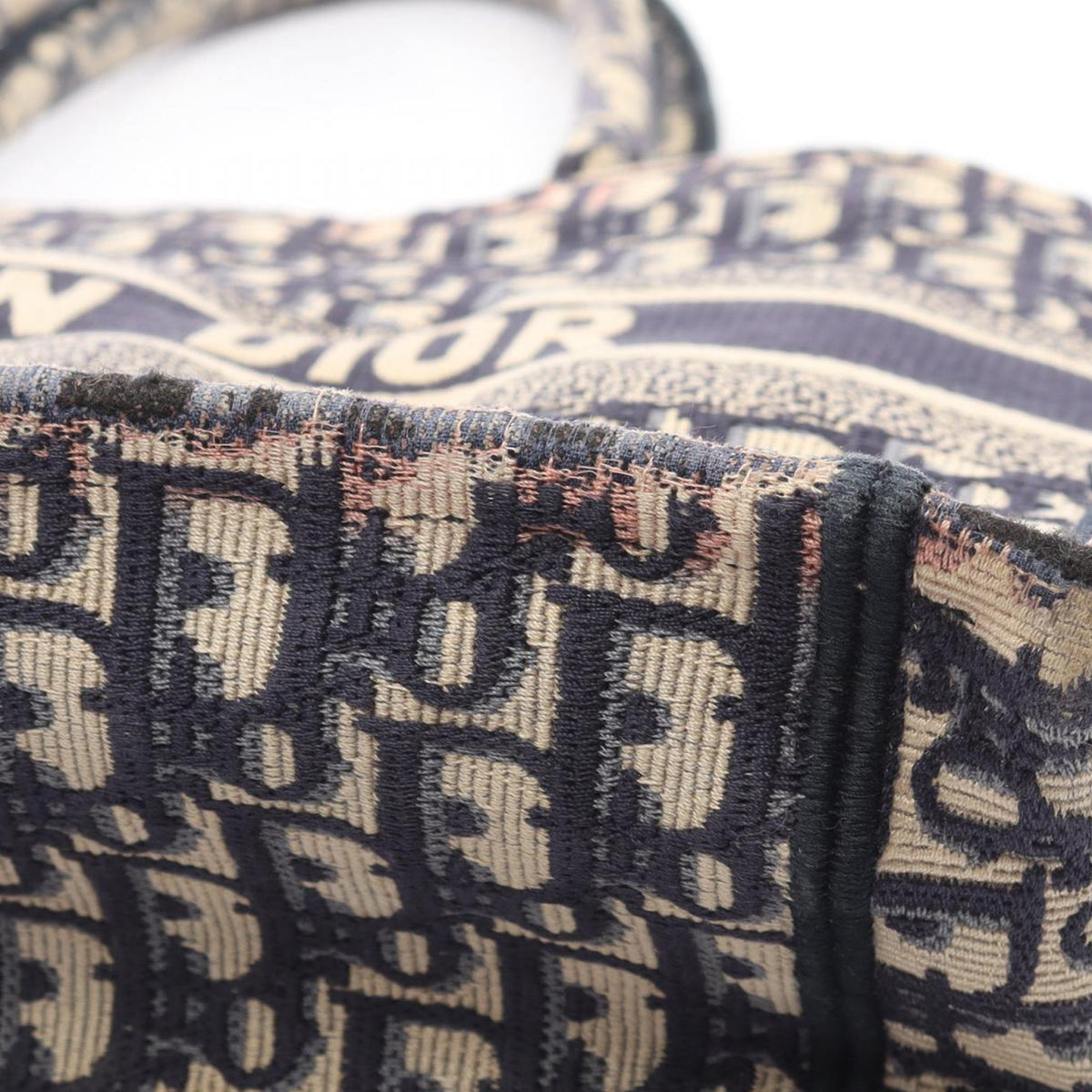 Dior Medium Oblique Embroidered Canvas Book Tote — Blue