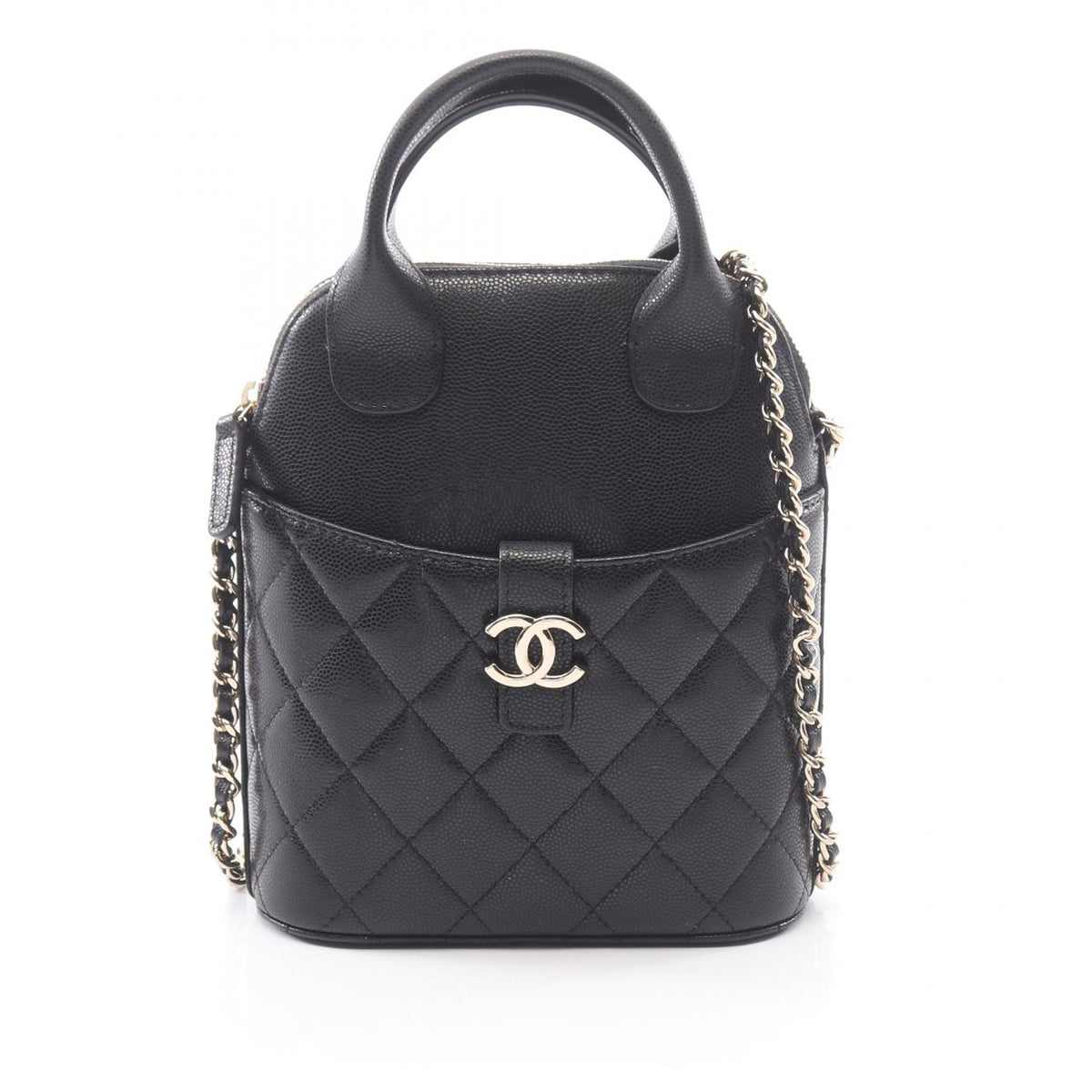 Chanel CC Quilted Caviar Top Handle Bag