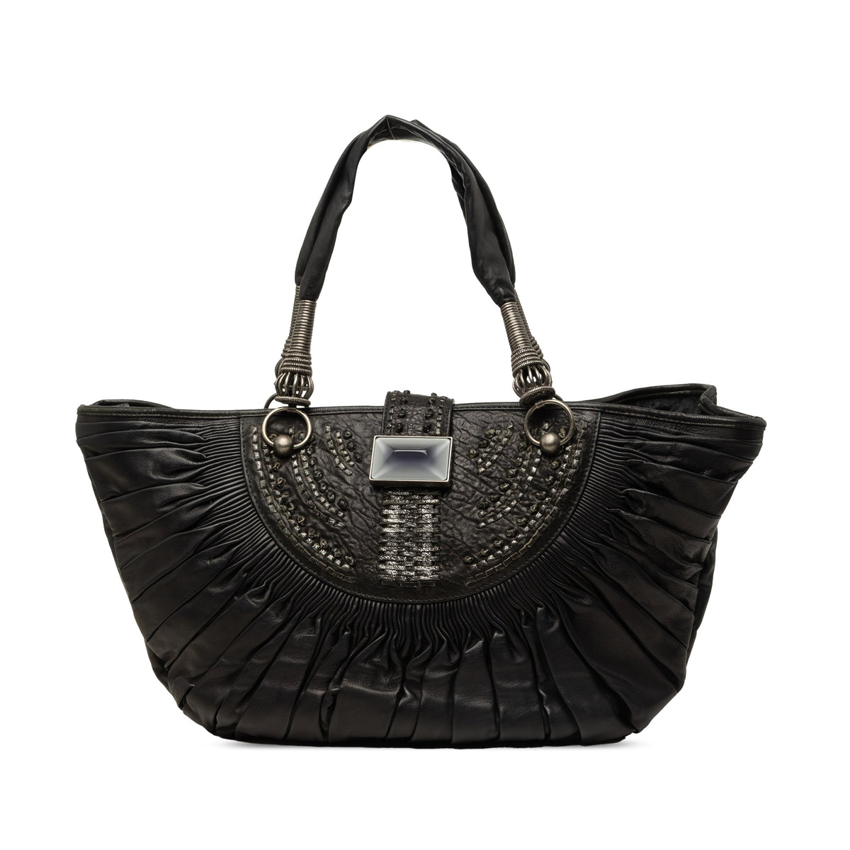Dior Pleated Lambskin Plisse Basket Tote — Black
