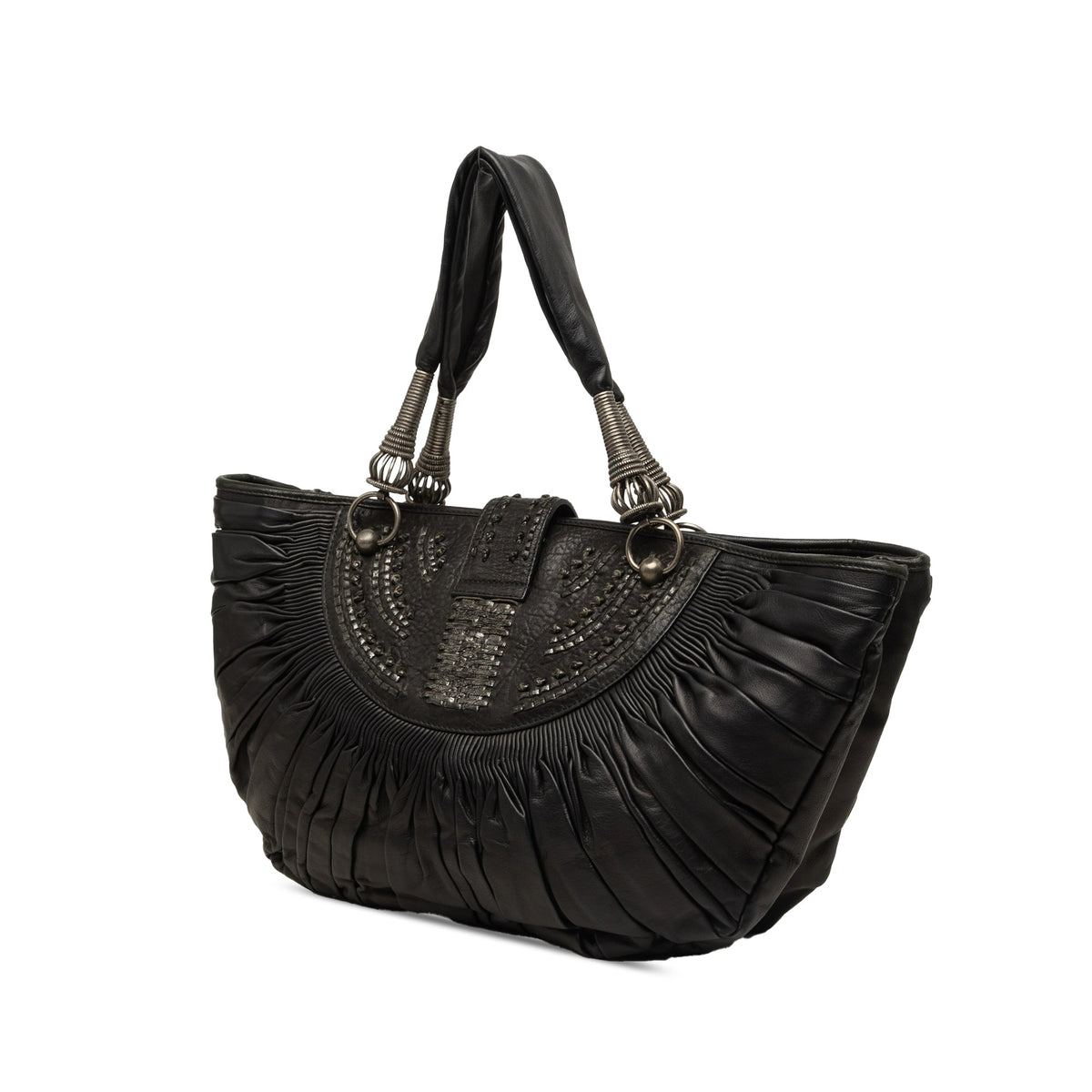 Dior Pleated Lambskin Plisse Basket Tote — Black