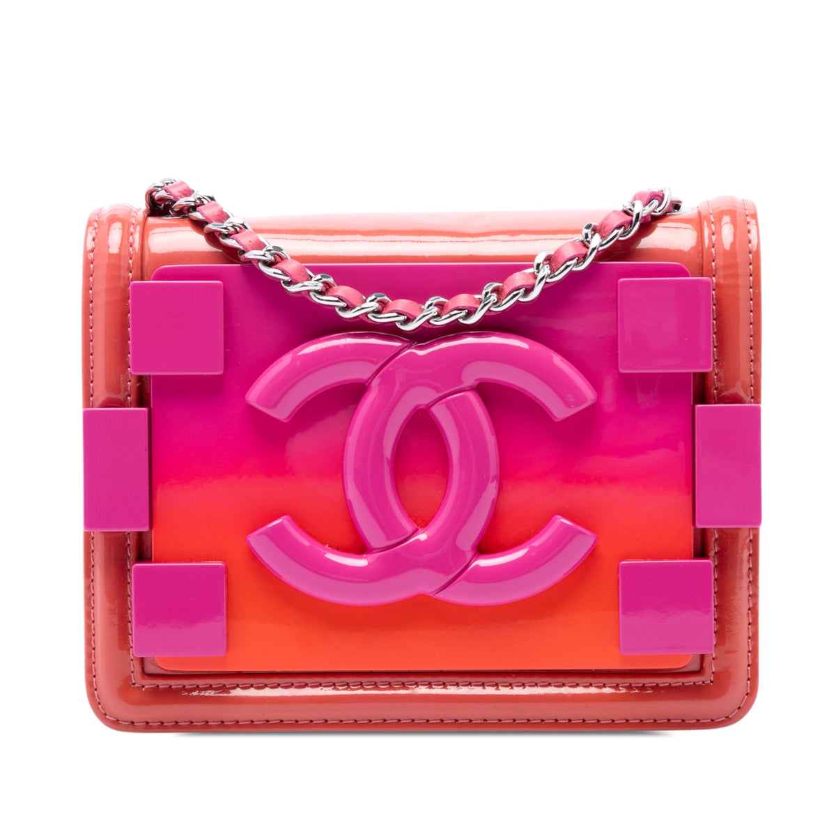 Chanel Mini Ombre Acrylic and Patent Boy Brick Flap