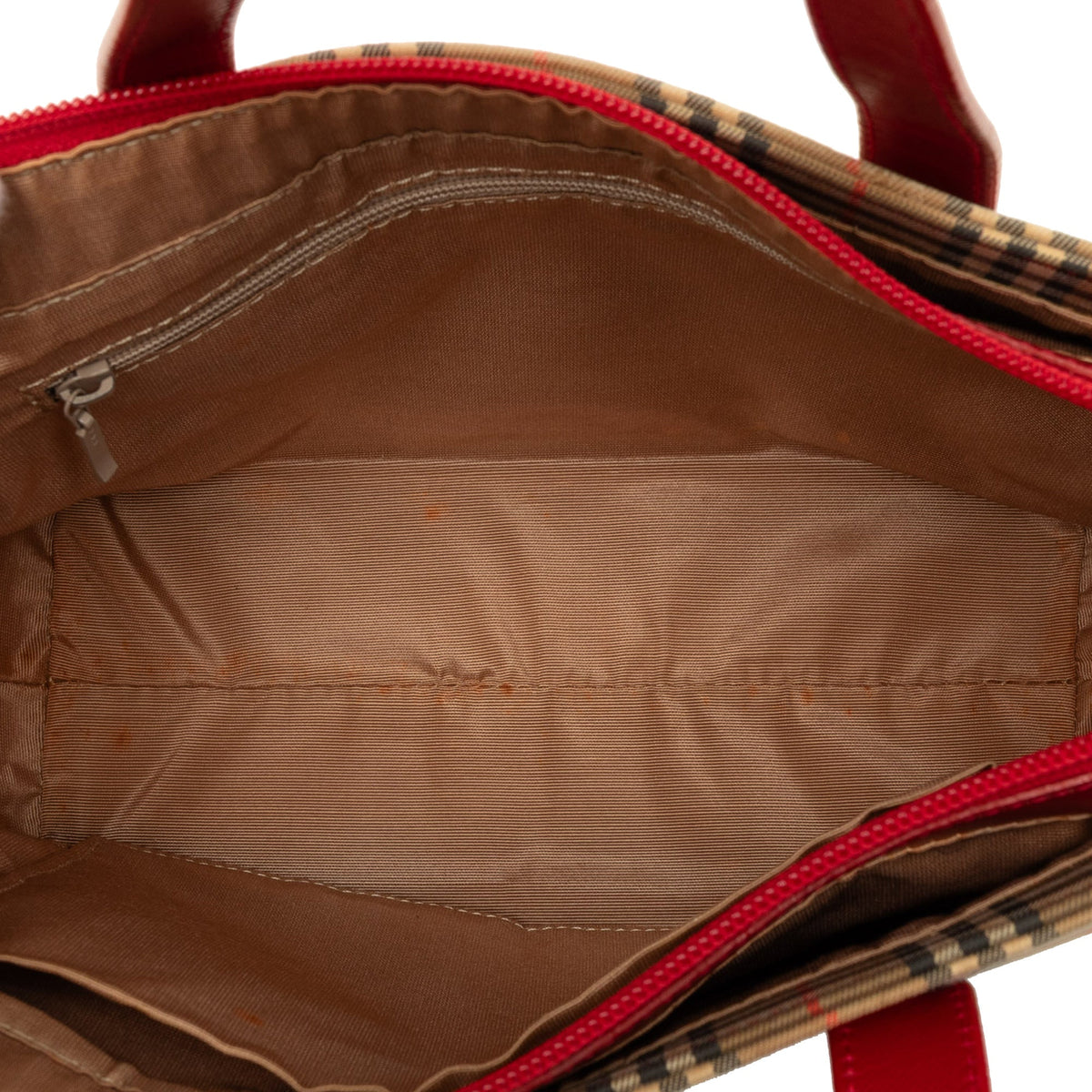 Burberry Haymarket Check Canvas Tote — Red