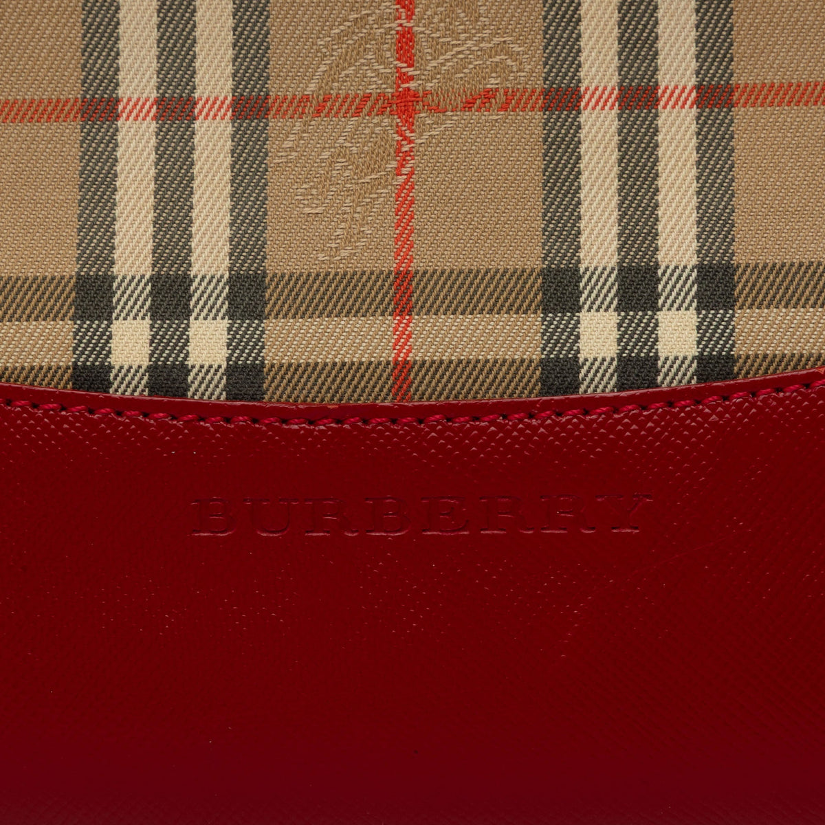 Burberry Haymarket Check Canvas Tote — Red