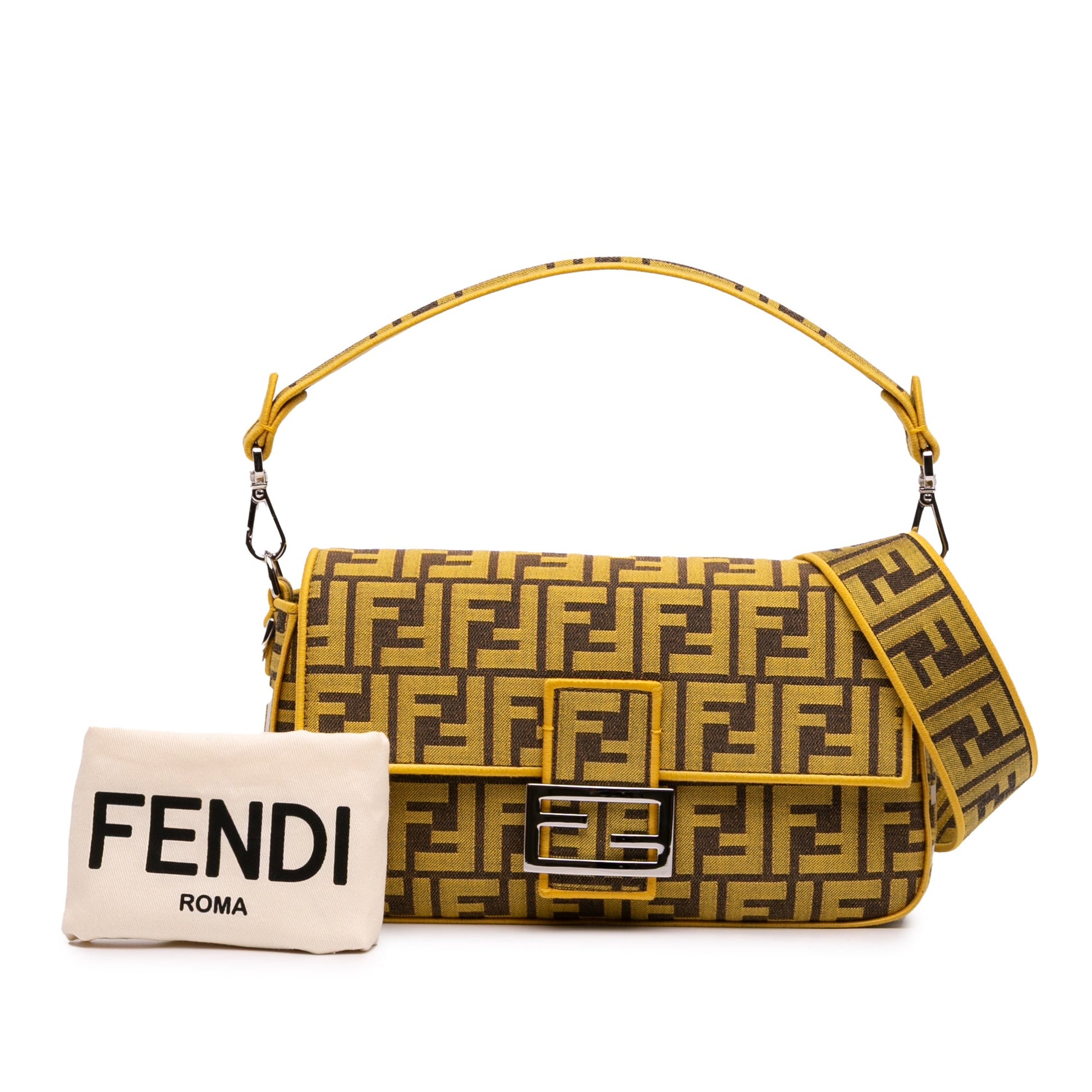 Fendi FRGMT x Zucca Embroidered Canvas Baguette Satchel