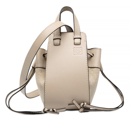 LOEWE Mini Leather and Canvas Hammock Bag — Beige
