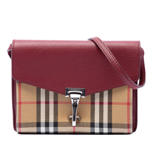 Burberry Small Leather and House Check Canvas Derby Macken Crossbody
