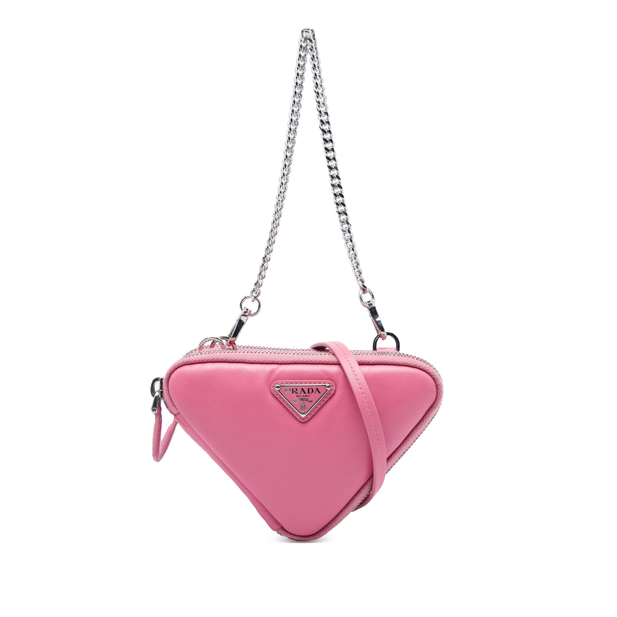 Prada Mini Soft Nappa Triangle Pouch — Pink