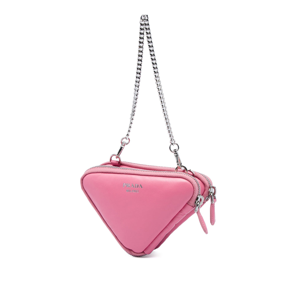 Prada Mini Soft Nappa Triangle Pouch — Pink