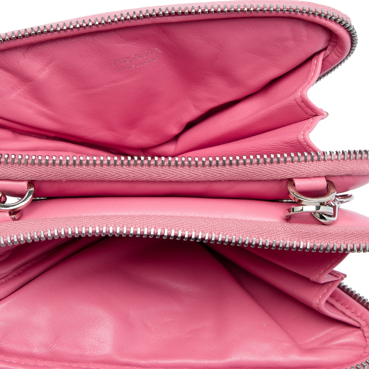 Prada Mini Soft Nappa Triangle Pouch — Pink