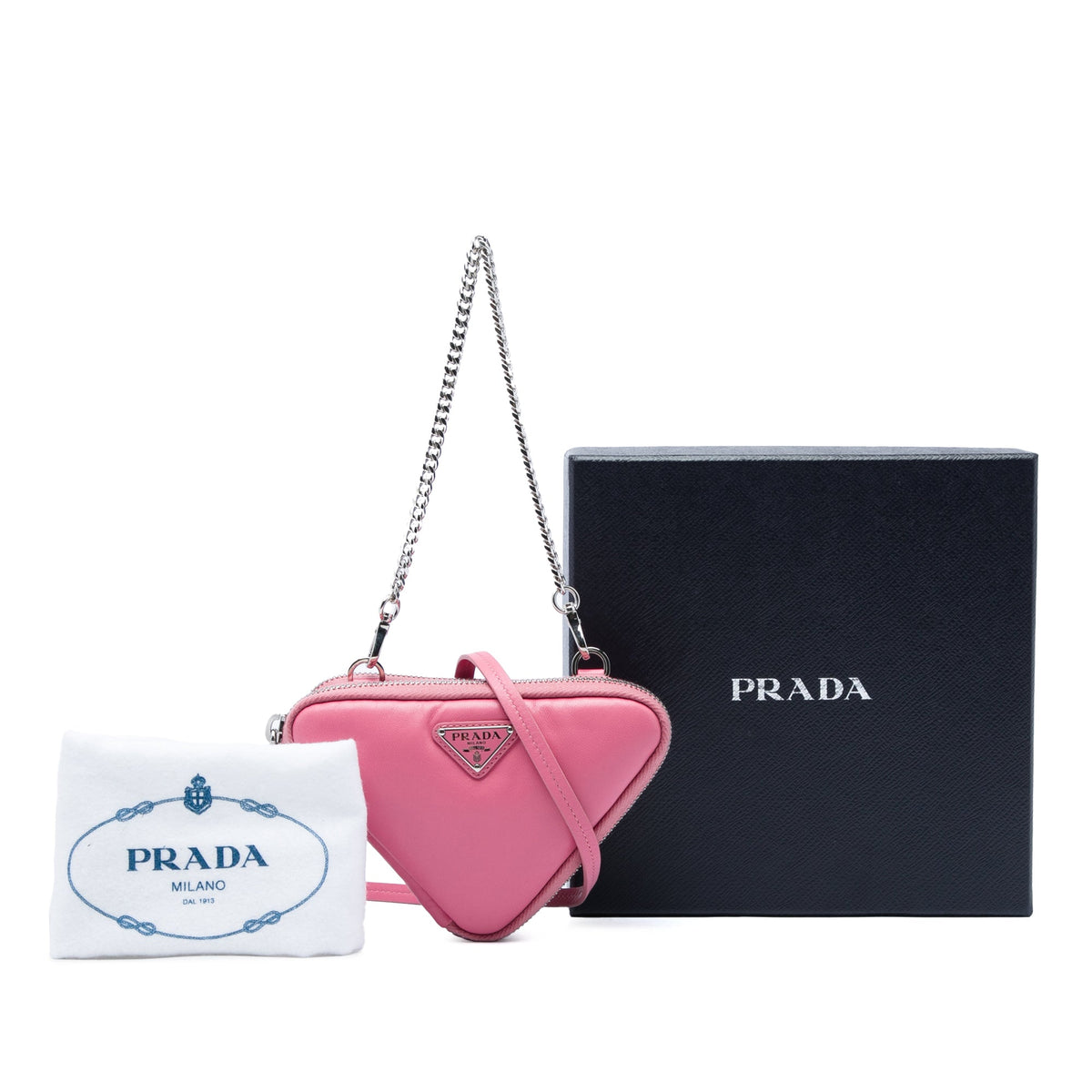 Prada Mini Soft Nappa Triangle Pouch — Pink