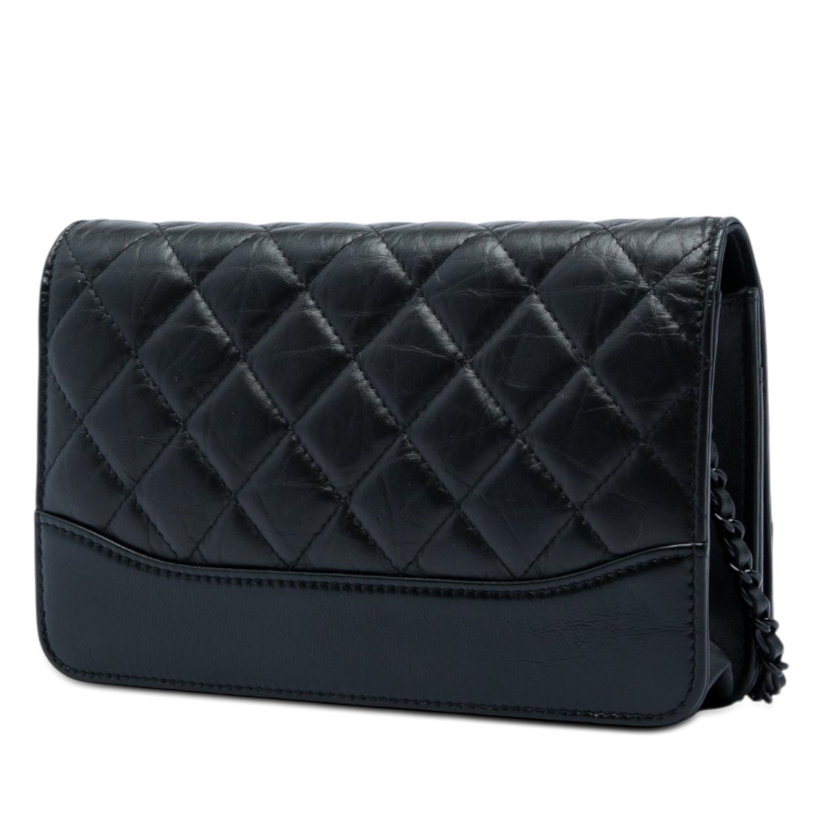 Chanel Quilted Aged Calfskin So Black Gabrielle Wallet On Chain