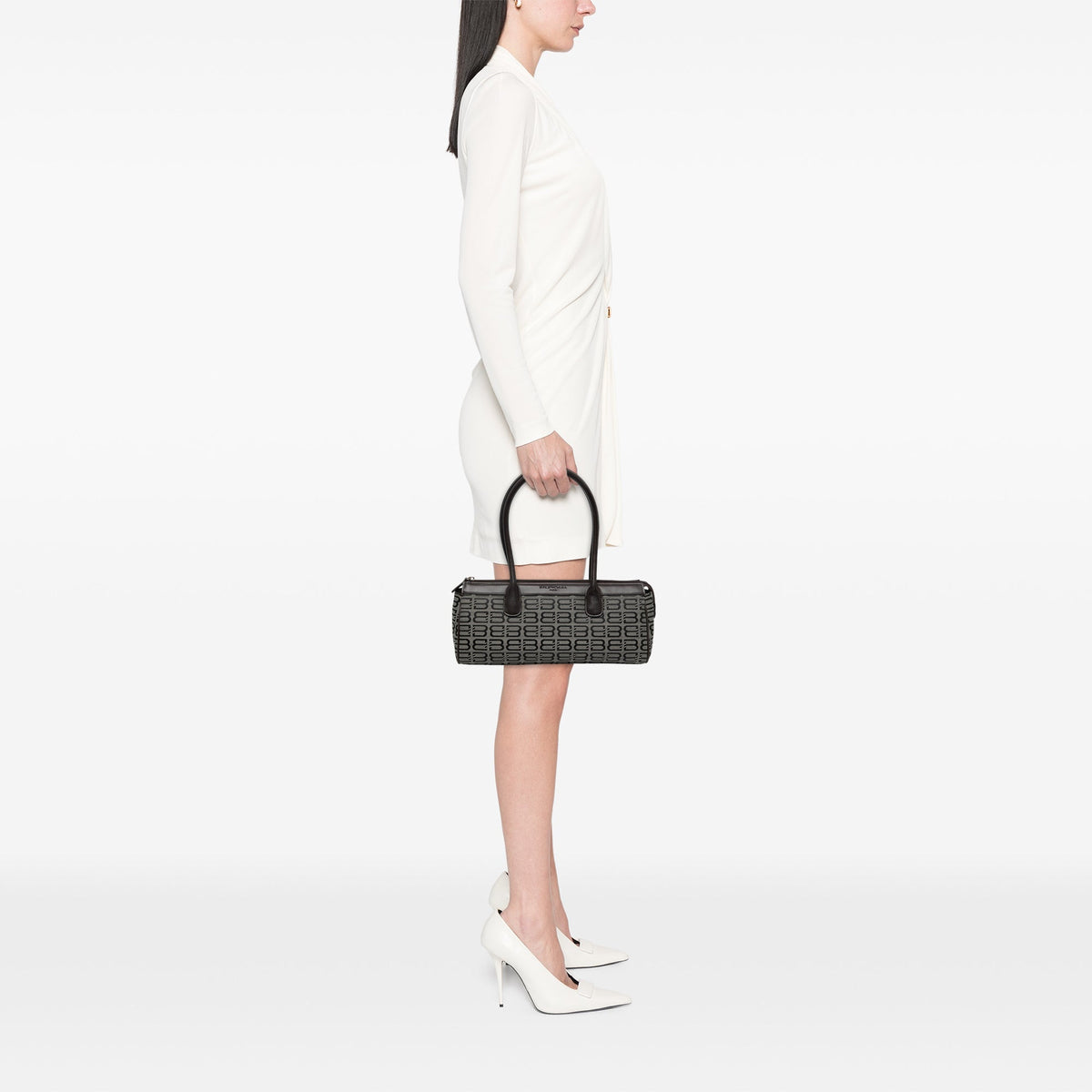 Balenciaga BB Monogram Shoulder Bag — Gray