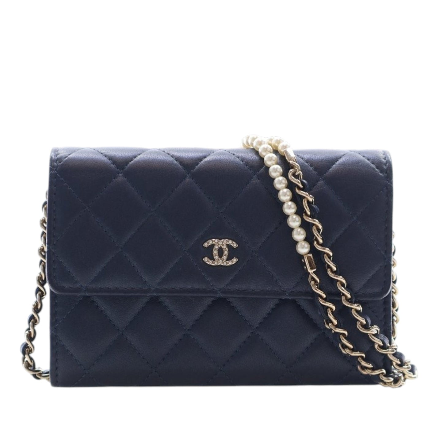 Chanel Mini CC Quilted Lambskin Pearl Wallet On Chain