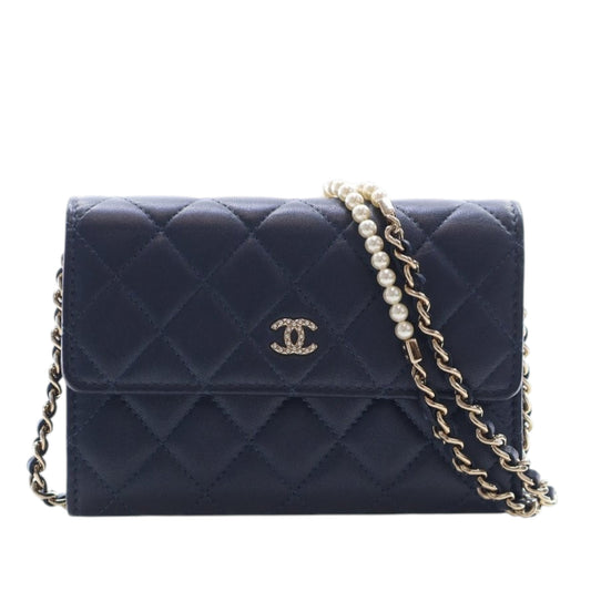 Chanel Mini CC Quilted Lambskin Pearl Wallet On Chain