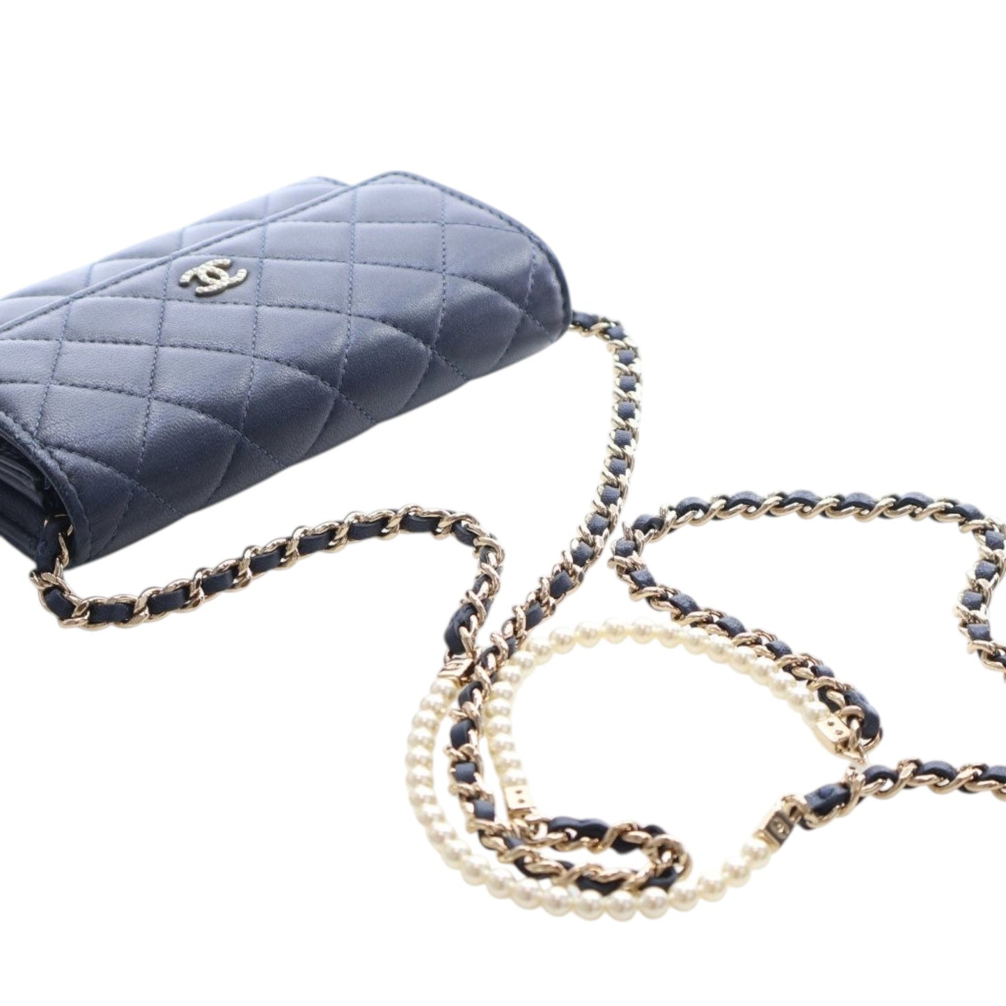 Chanel Mini CC Quilted Lambskin Pearl Wallet On Chain