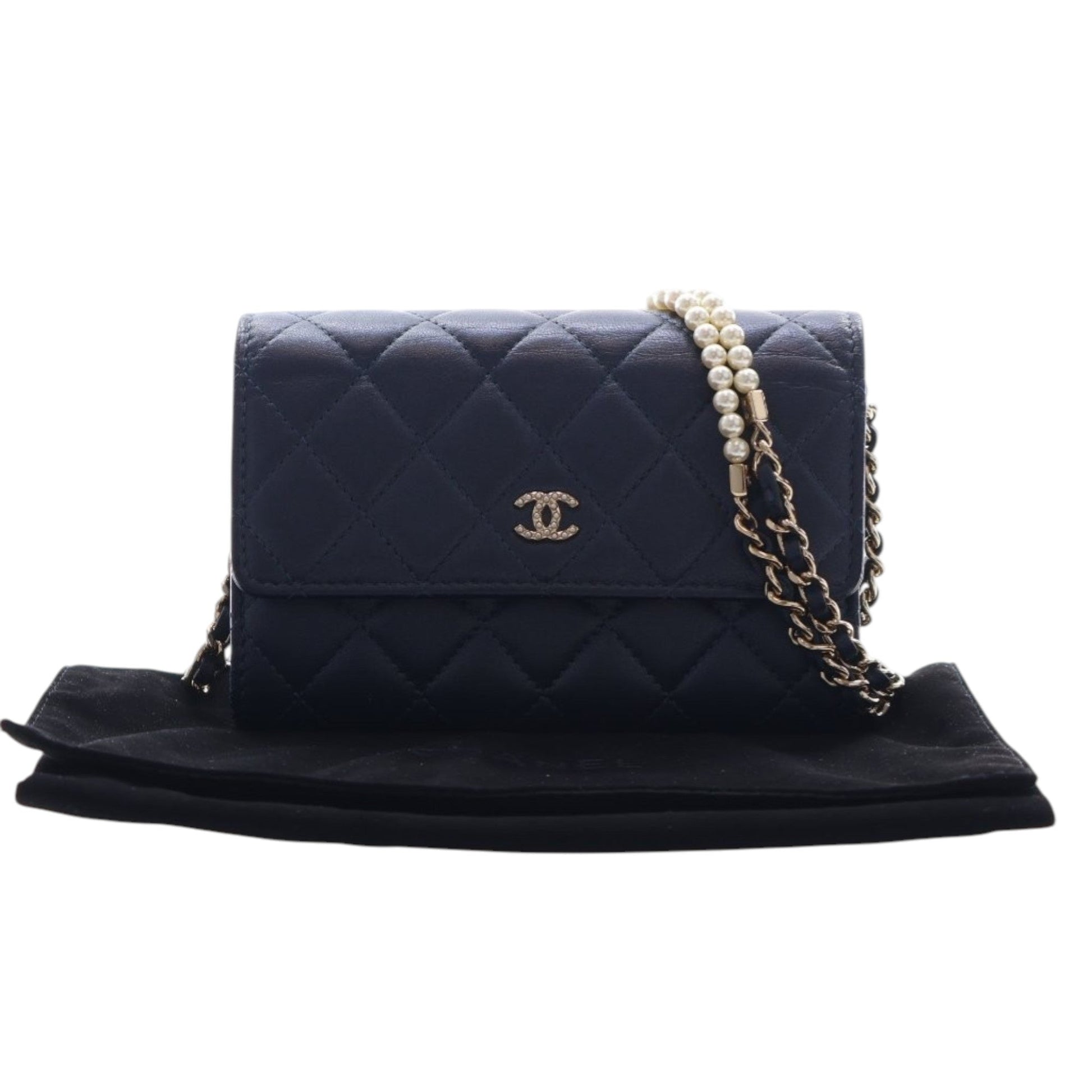 Chanel Mini CC Quilted Lambskin Pearl Wallet On Chain