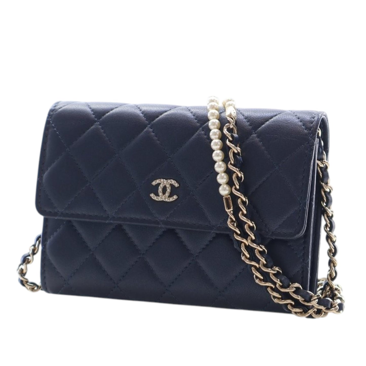 Chanel Mini CC Quilted Lambskin Pearl Wallet On Chain