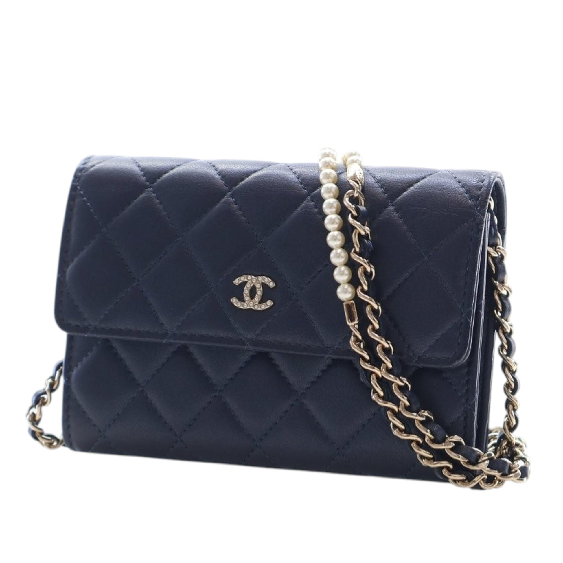 Chanel Mini CC Quilted Lambskin Pearl Wallet On Chain