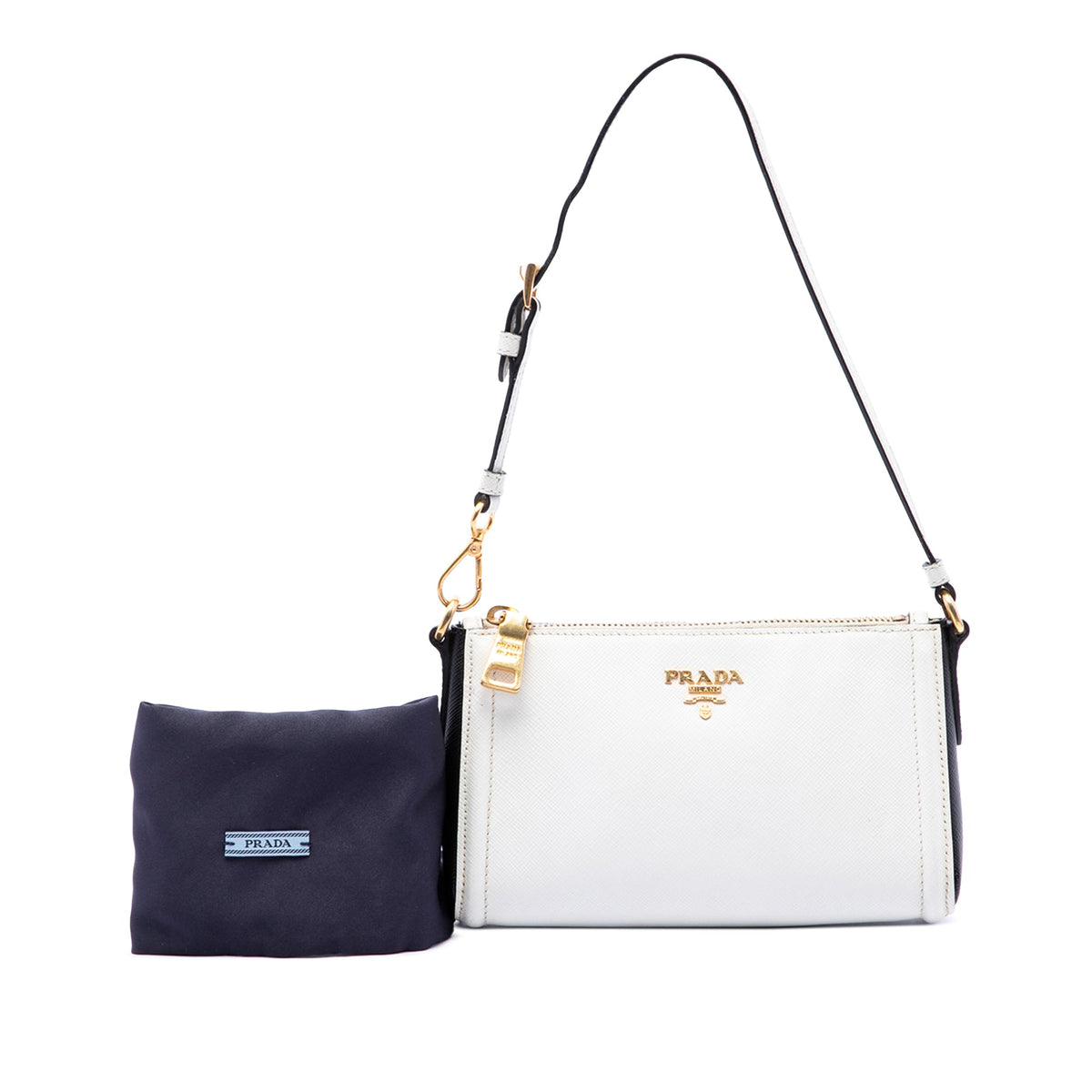 Prada Saffiano Lux Pochette — White