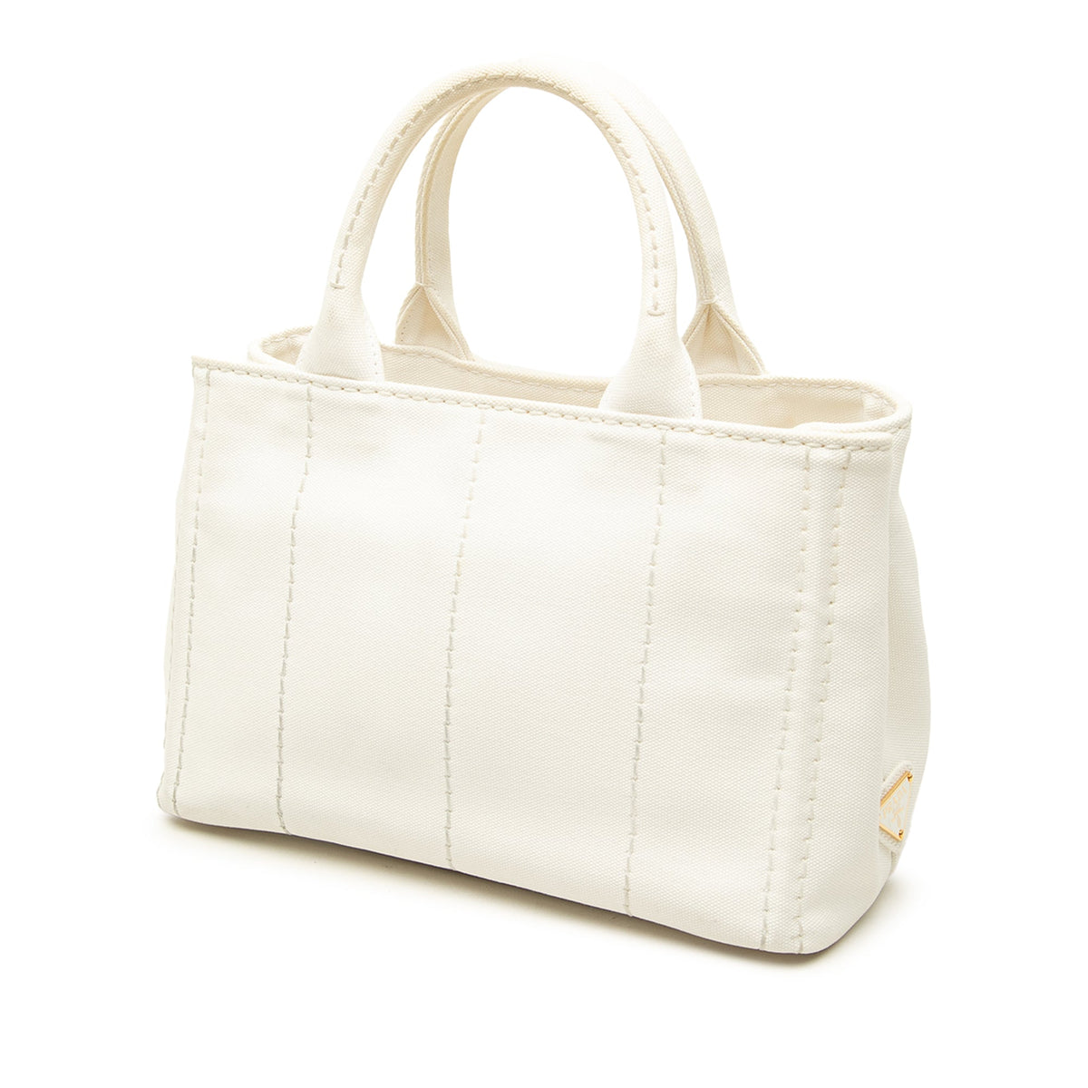 Prada Small Canvas Canapa Logo Tote — White