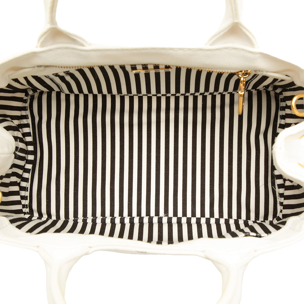 Prada Small Canvas Canapa Logo Tote — White