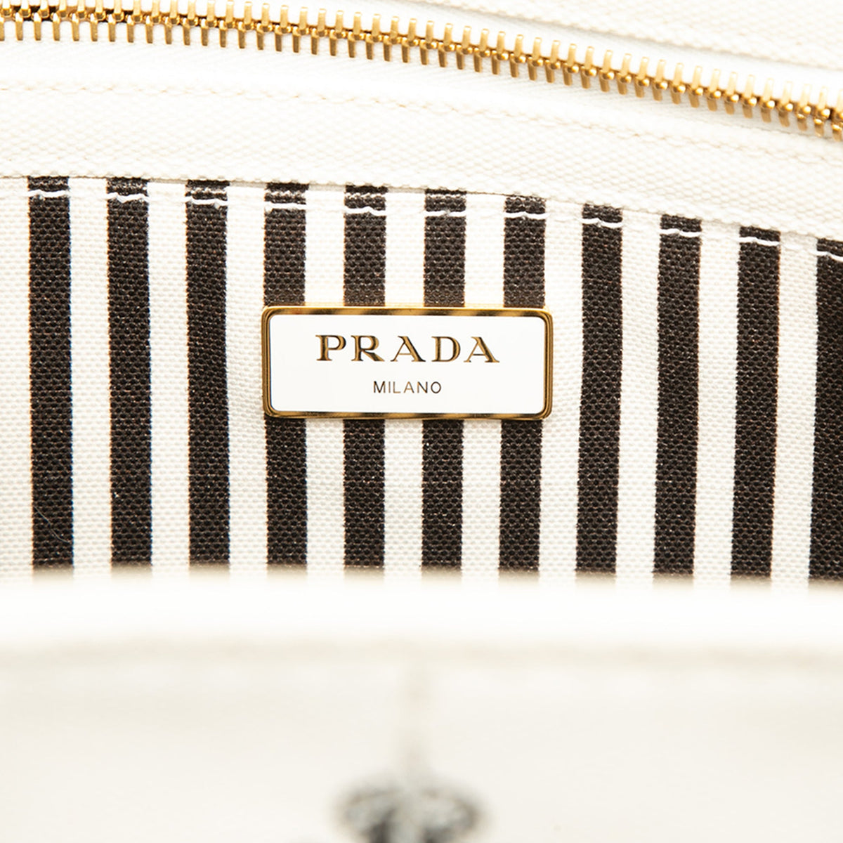 Prada Small Canvas Canapa Logo Tote — White