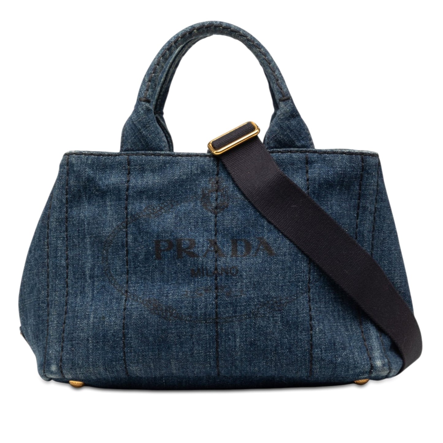 Prada Small Denim Canapa Logo Satchel