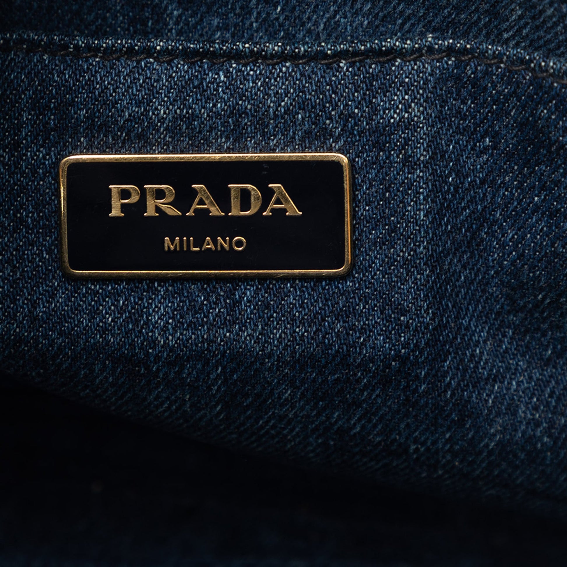 Prada Small Denim Canapa Logo Satchel